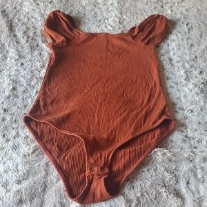 Maurices Orange Bodysuit with Cap Sleeves and Stretchy Fabric